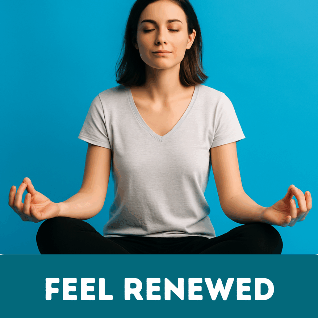 A woman meditating after using CBD